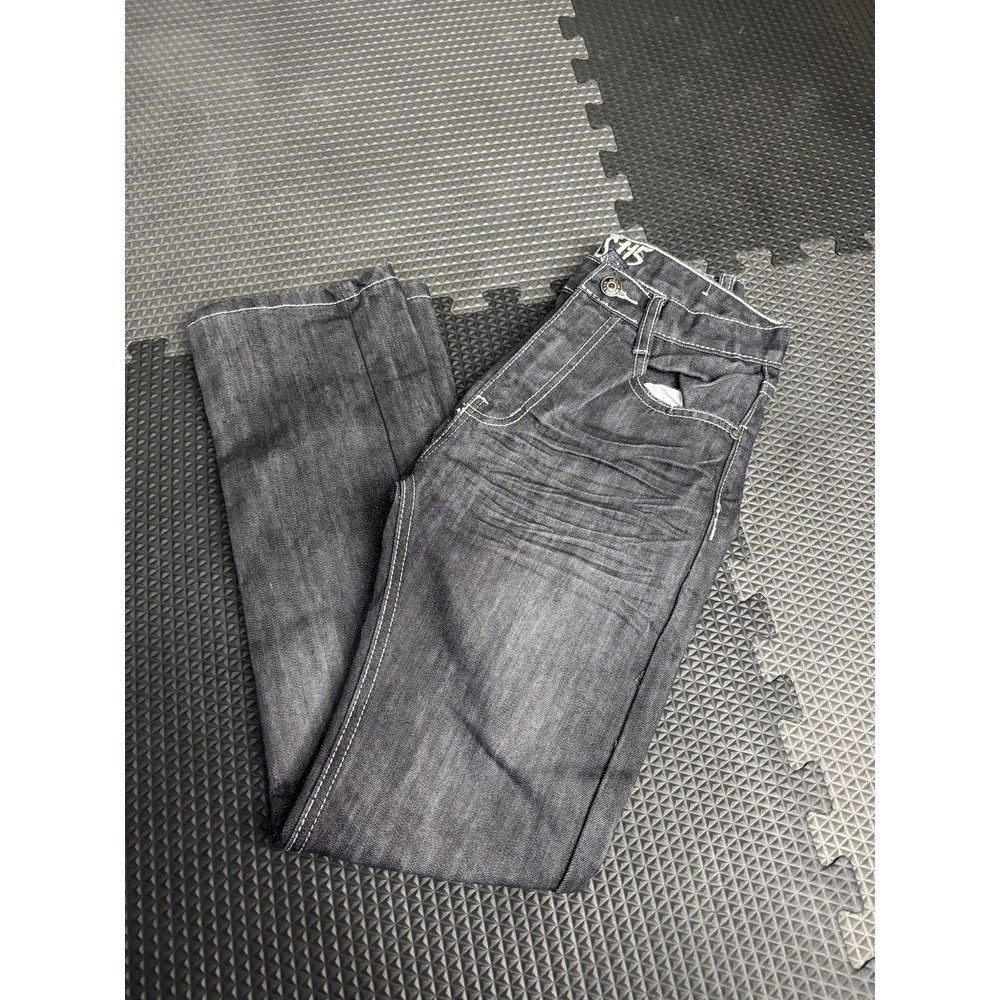 CSH5 Men's Gray Dark Wash Straight Leg Jeans Size 32x30 Embellished Pockets‎